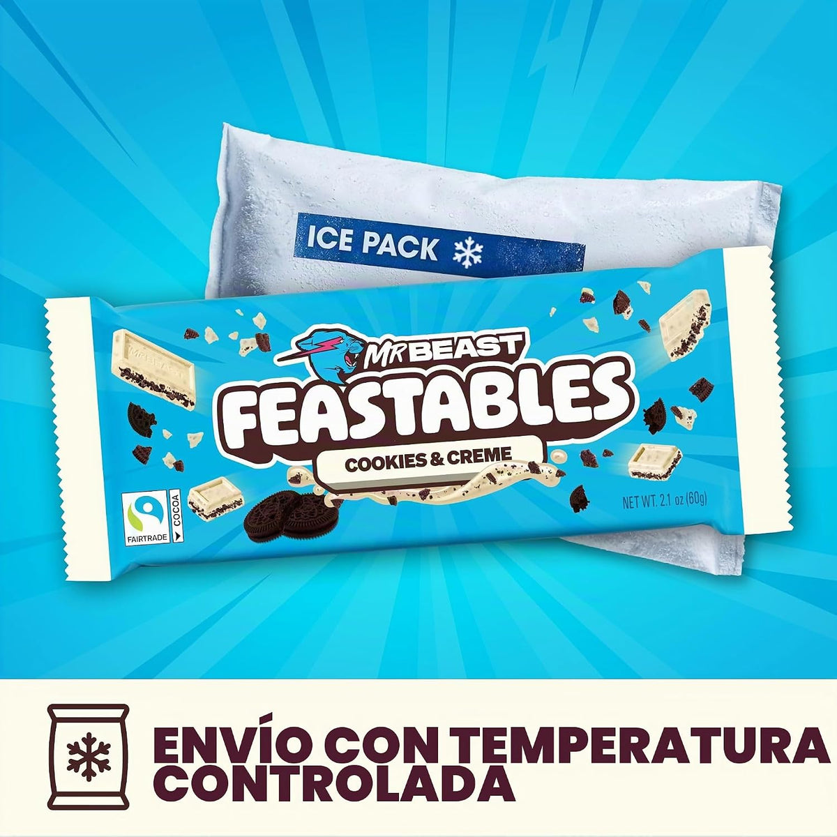 Feastables MrBeast Barra de Chocolate Cookies & Creme King Size