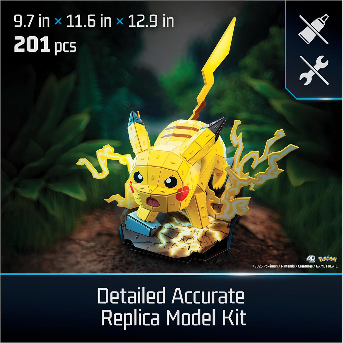 4D Build, Pikachu de Pokémon en 3D, coleccionables de Pokémon, Rompecabezas para Adultos, Juguetes de construcción, Rompecabezas en 3D para Adultos y Adolescentes, 201 Piezas, a Partir de 12 años