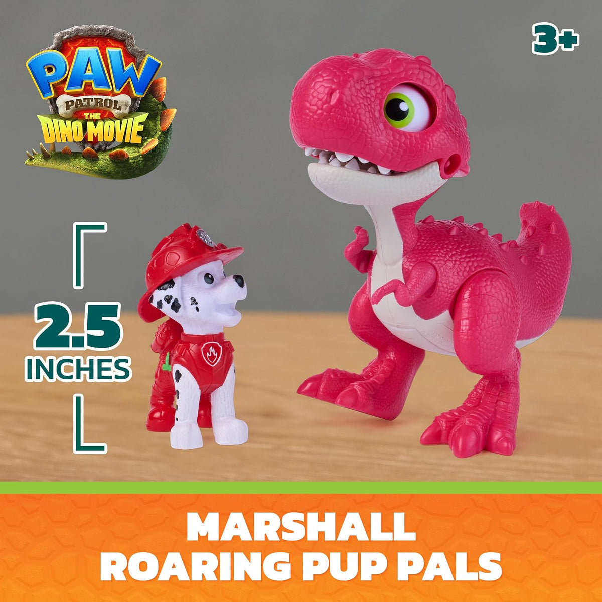 Paw Patrol: The Dino Movie Incluye Juguete de Dinosaurio articulado Tomatito de 10,1 cm con Sonidos y Figura de acción de Marshall, Juguetes para niños y niñas preescolares, a Partir de 3 años