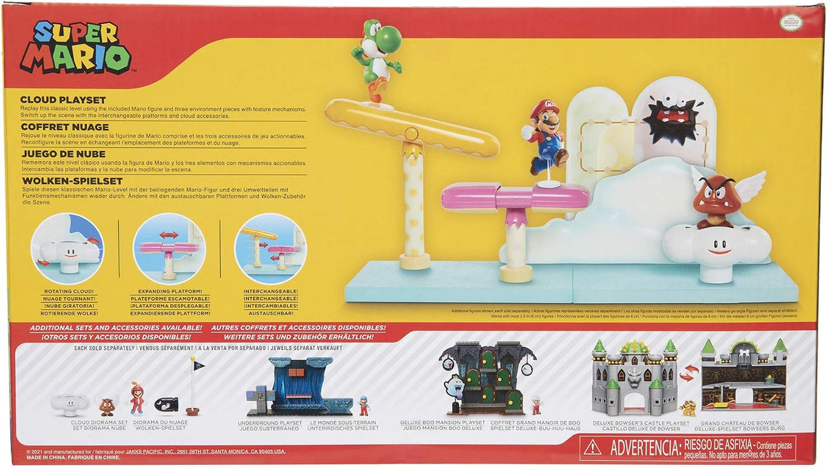 Nintendo Super Mario Cloud World Diorama Set with 2.5" Running Mario Action Figure