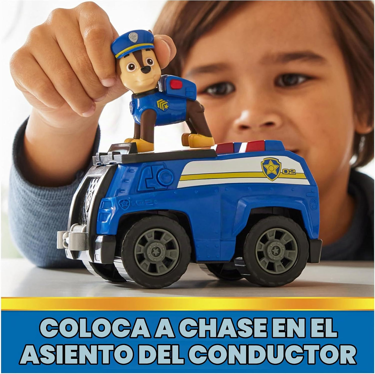 Paw Patrol, Chase's Patrol Cruiser, Coche de Juguete con Figura de acción Coleccionable, Juguetes para niños de Mente sostenible para niños y niñas a Partir de 3 años