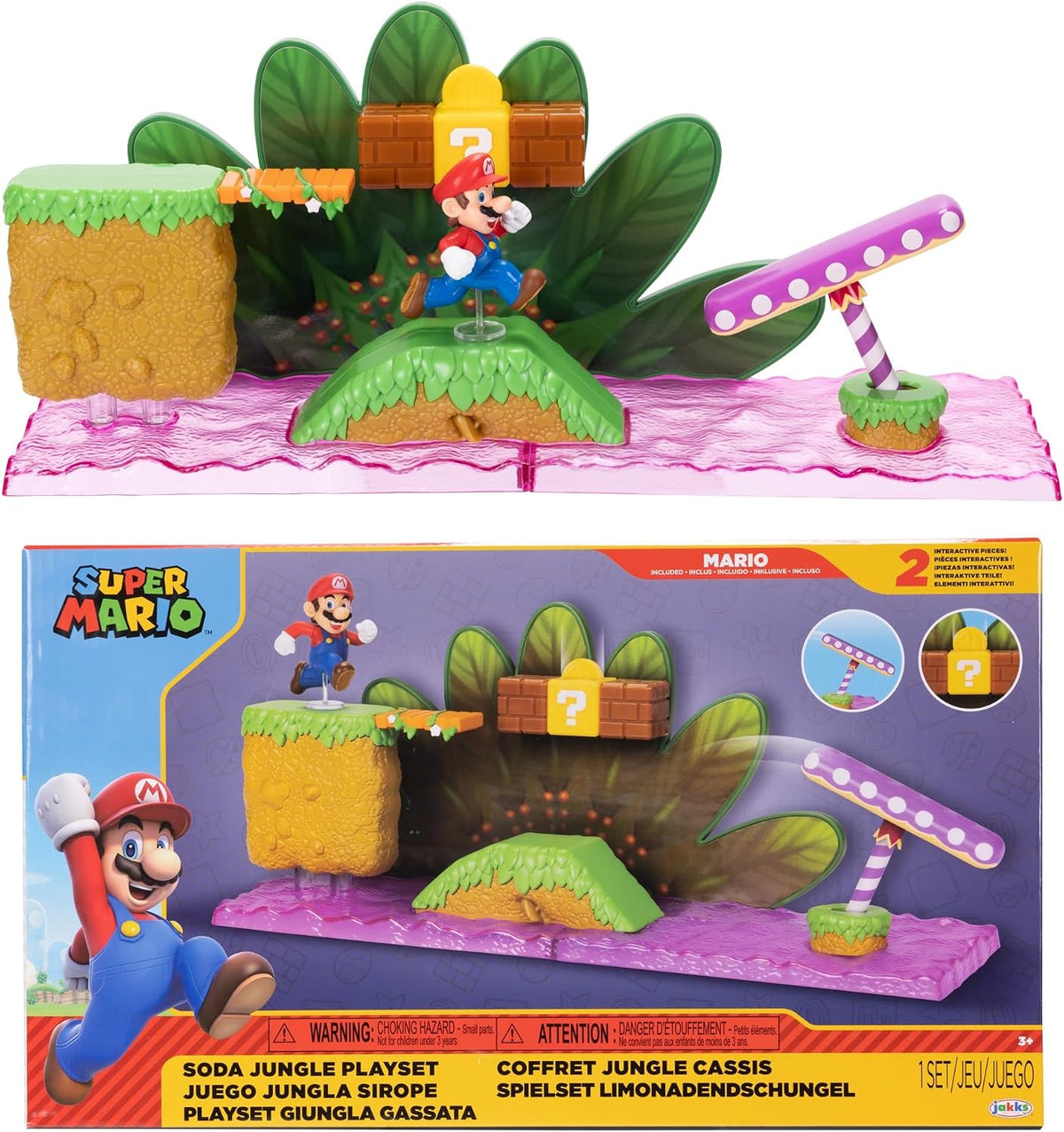 Nintendo Super Soda Jungle Playset Incluye Figura de Mario de 2.5 Pulgadas. A Partir de 3 años (Licencia Oficial)