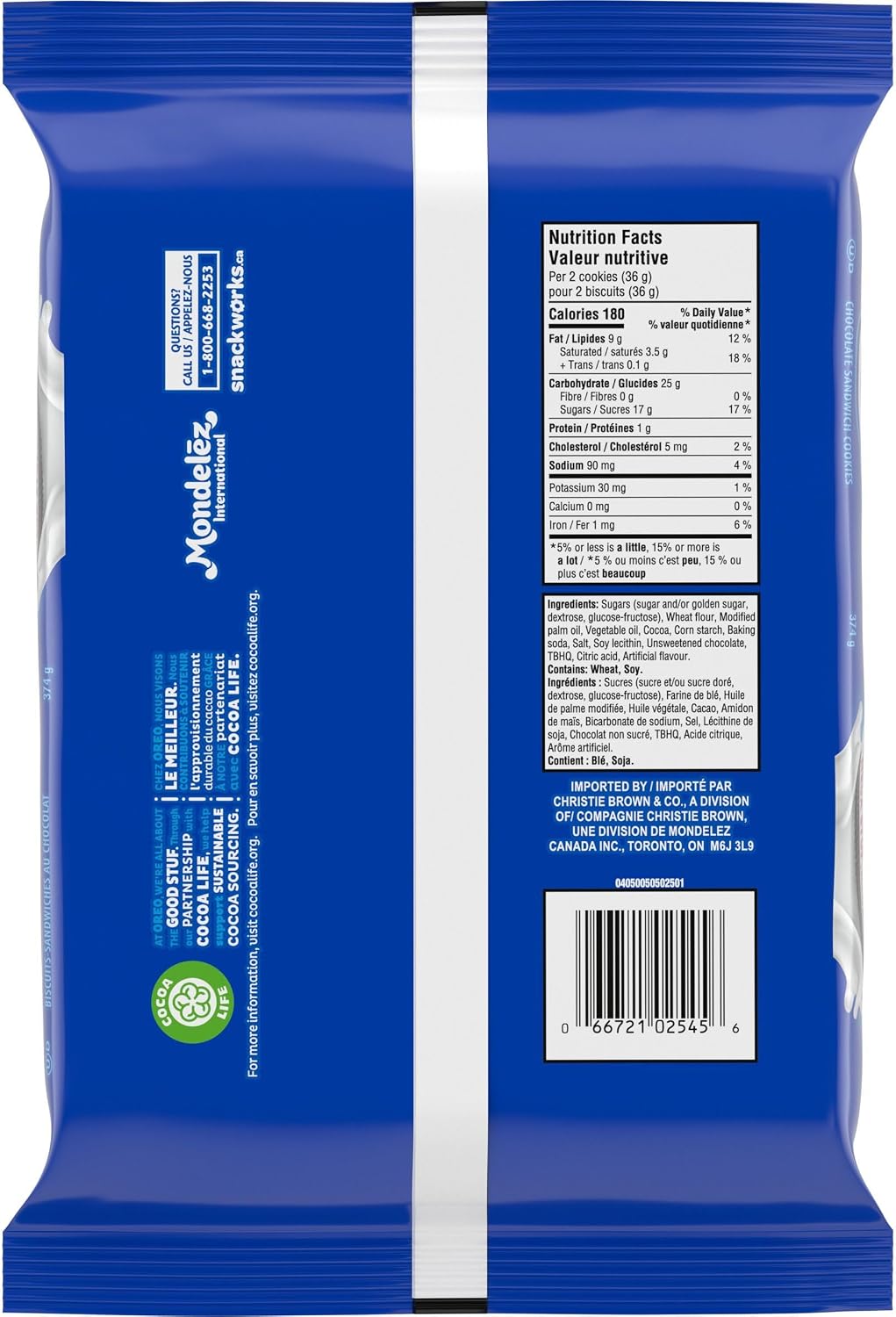 Oreo- Galletas Mega Stuf, 374 g/13,2 oz, triple de crema, chocolate