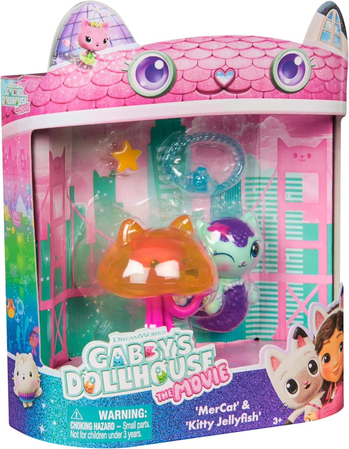 Gabby's Dollhouse: La película – Merkätzchen & Kitty Jellyfish, Figuras de Juego con 2 Accesorios, para niños a Partir de 3 años