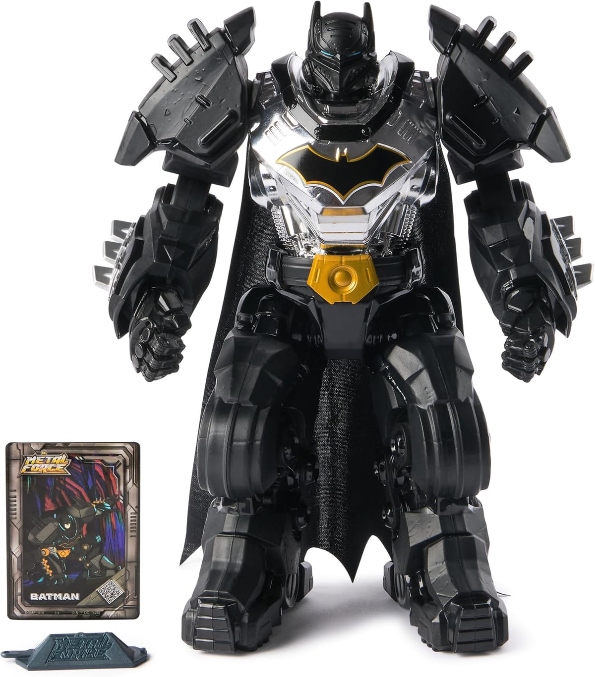 DC Comics, Figura de acción de Batman de la colección Metal Force, Coleccionable de superhéroe de Gran tamaño de 30 cm, Juguetes para niños y niñas a Partir de 4 años