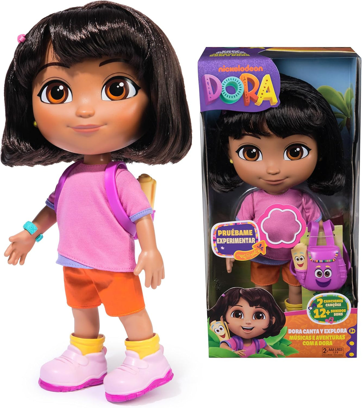 Dora, Muñeca Dora Canta y explora con música, Efectos de Sonido, Frases bilingües y Ropa y Accesorios para la muñeca, Juguetes para niños y niñas a Partir de 3 años