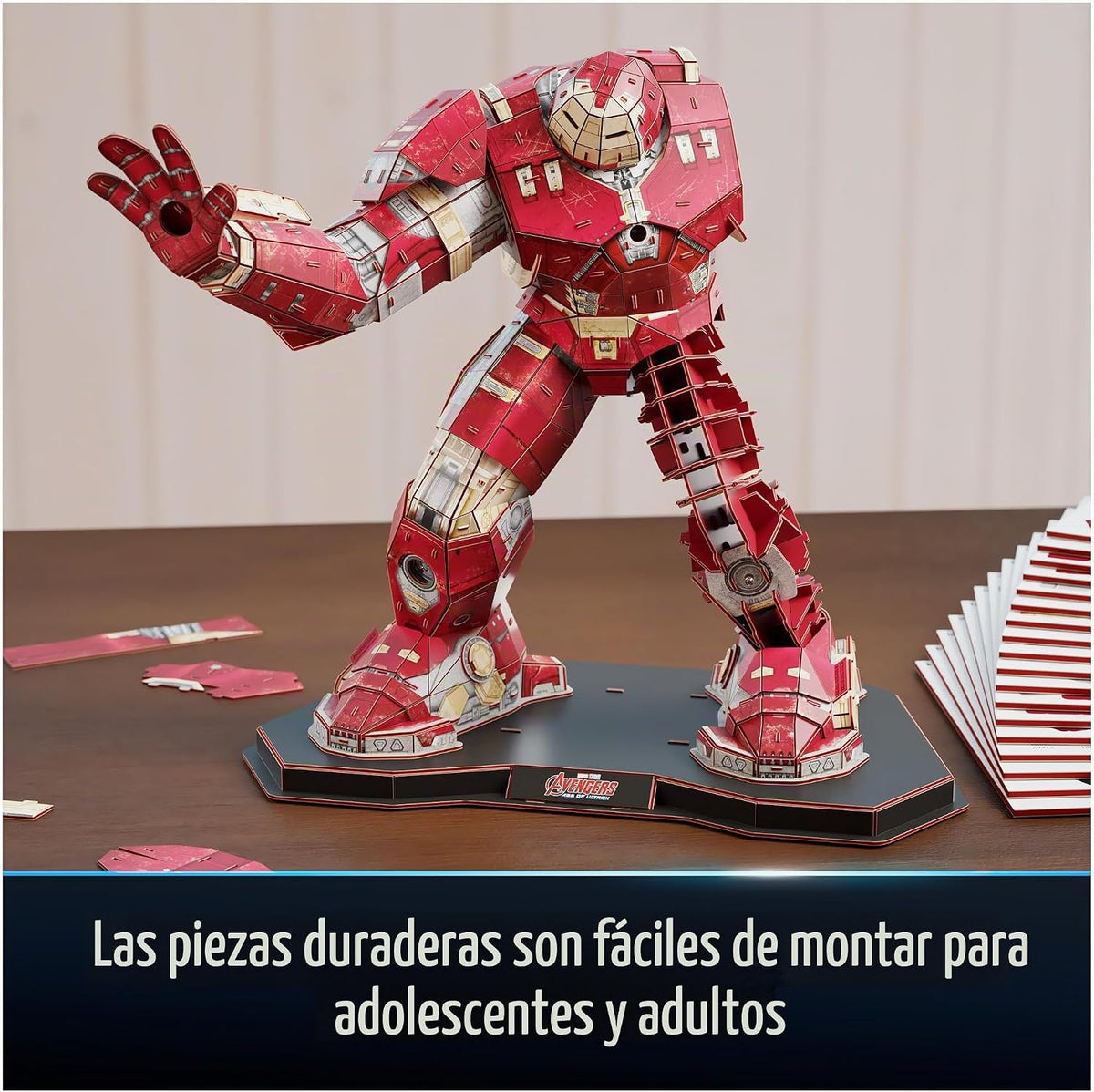 4D Build, Rompecabezas en 3D de Hulkbuster de Marvel con Luces LED y Soporte, Serie Innovation, 348 Piezas, decoración de Escritorio, Rompecabezas 3D para Adultos y niños a Partir de 12 años