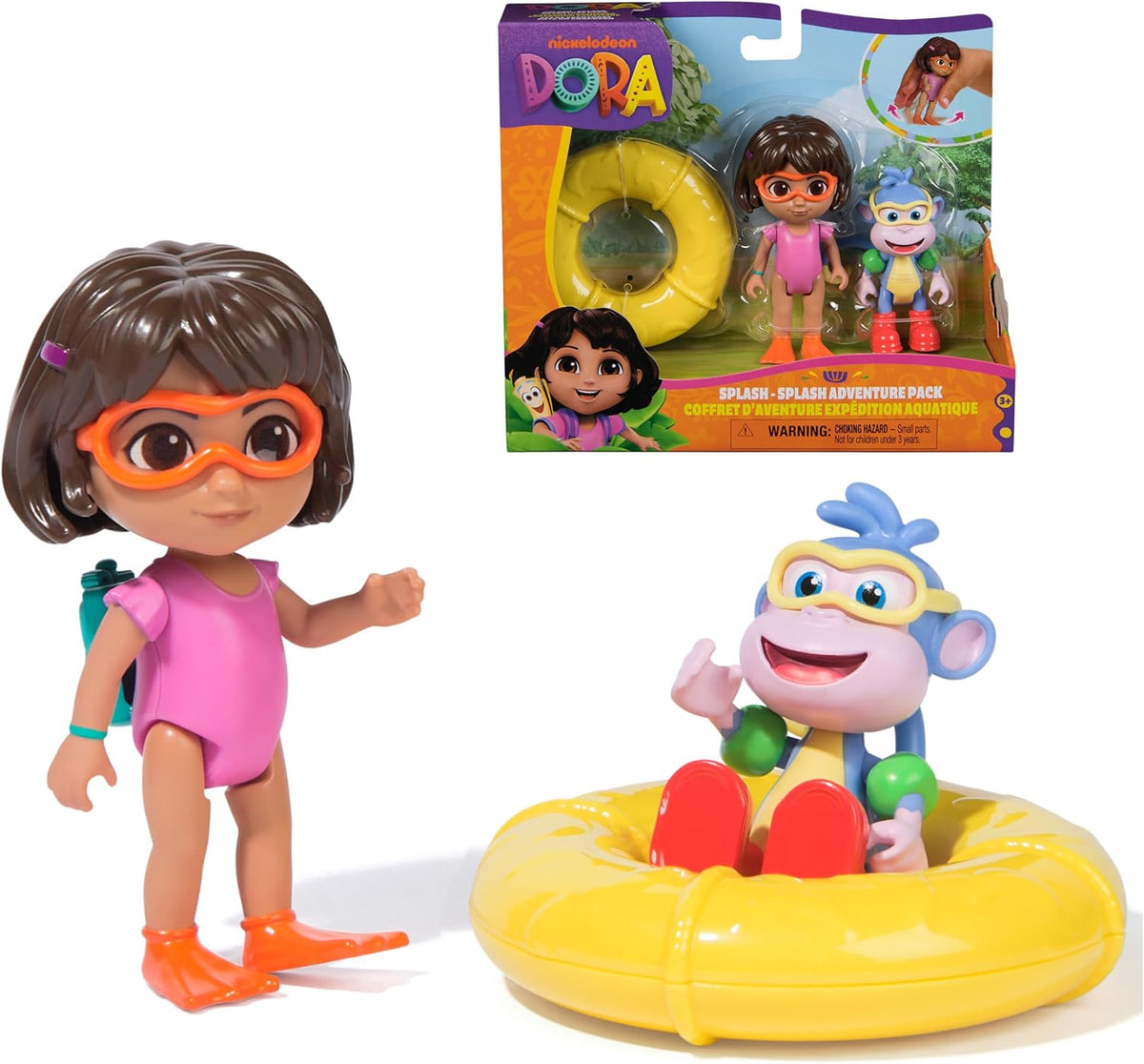 Dora, Set de Aventuras Date un chapuzón, con Accesorios y Figuras de Dora y Botas, Juguetes para niños y niñas a Partir de 3 años