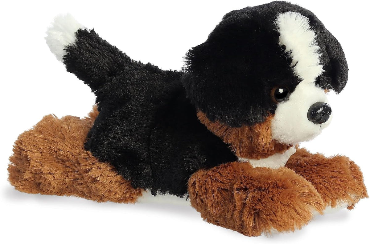 Aurora® Adorable Mini Flopsie™ Bernie Mountain Dog™ Animal de Peluche - Facilidad juguetona - Compañeros atemporales - Negro 20.3 cm
