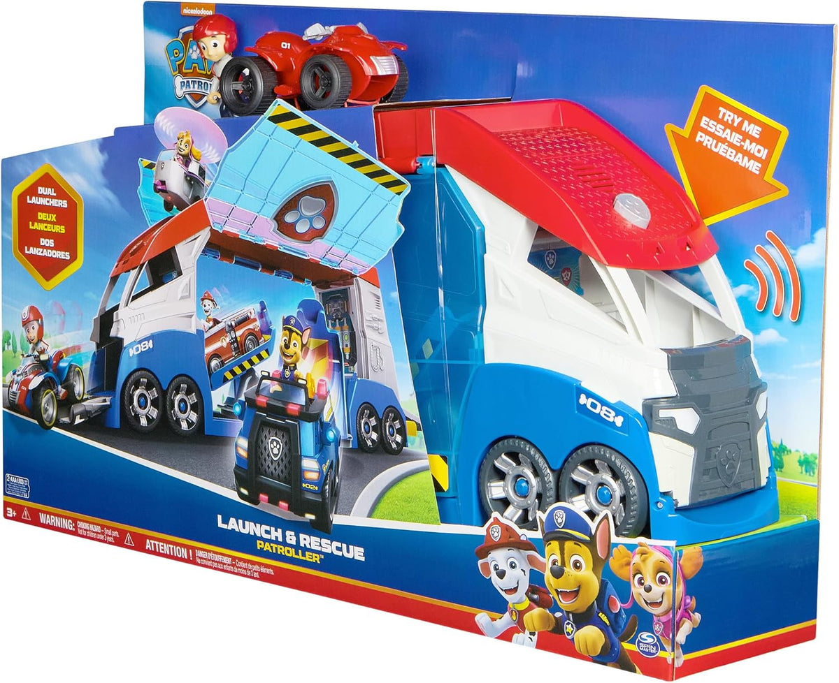 Paw Patrol, Paw Patroller transformable con lanzadores de vehículos, Luces y Sonidos, Figura de acción de Ryder y Coche Todoterreno de Juguete, Juguetes para niños y niñas a Partir de 3 años