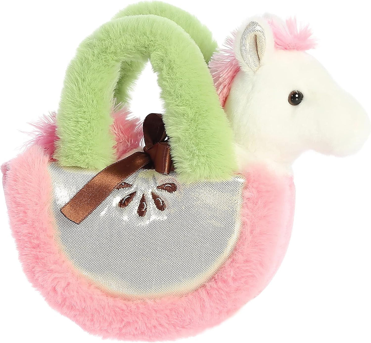 Aurora® Fashion Fancy Pals™ Apple Pony™ Peluche - Compañeros sobre la Marcha - Accesorios Elegantes - Blanco 8 Pulgadas