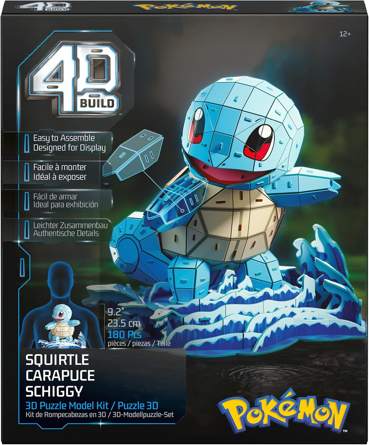 4D Build, Squirtle de Pokémon en 3D, coleccionables de Pokémon, Rompecabezas para Adultos, Juguetes de construcción, Rompecabezas en 3D para Adultos y Adolescentes, 180 Piezas, a Partir de 12 años