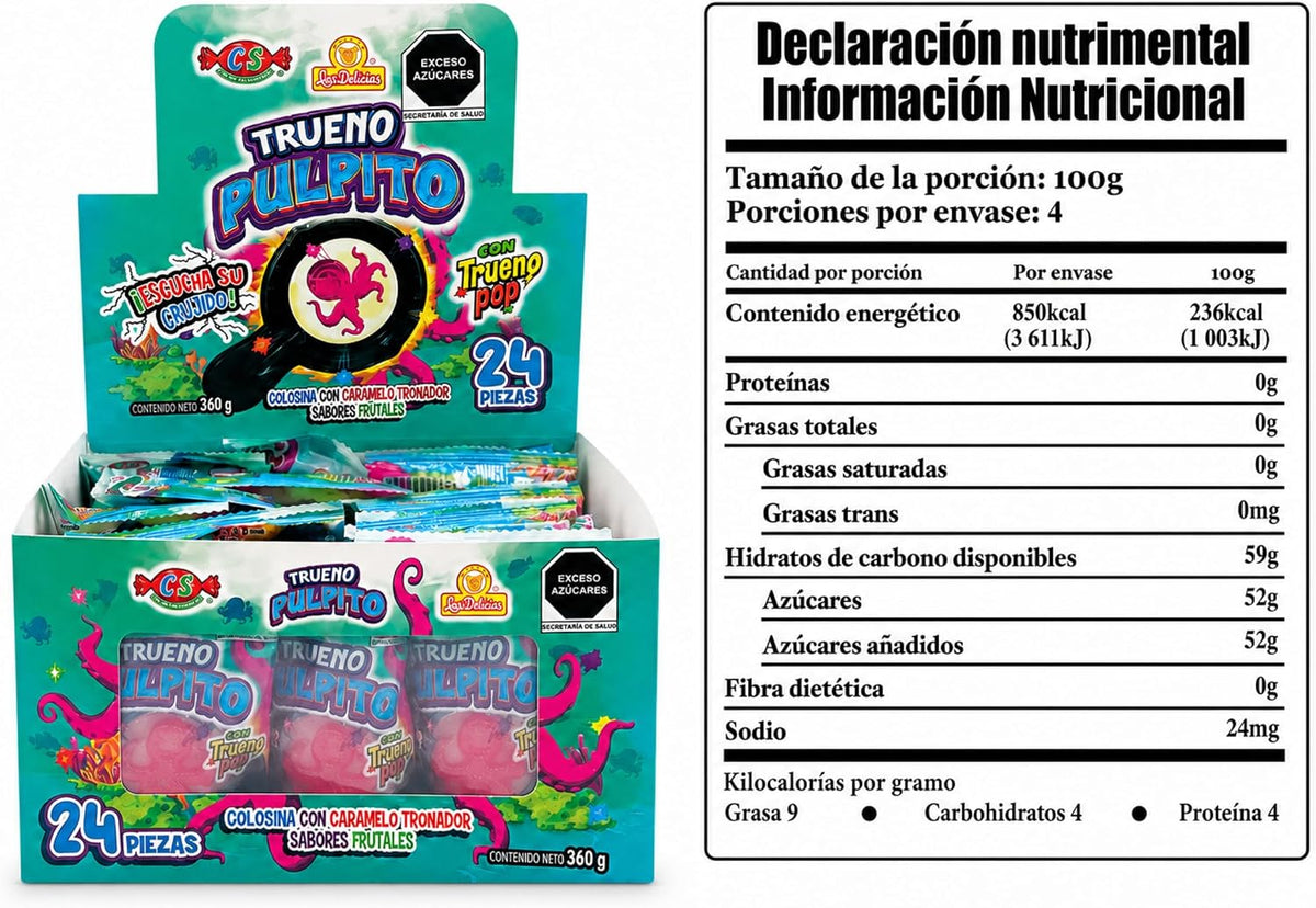 Las Delicias Trueno Pulpito Caramelos Tronadores Multicolor 84 Piezas