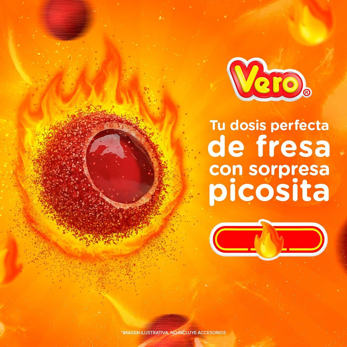 Picafresa Gigante, Gomita Sabor Fresa Cubierta de Dulce Picoso
