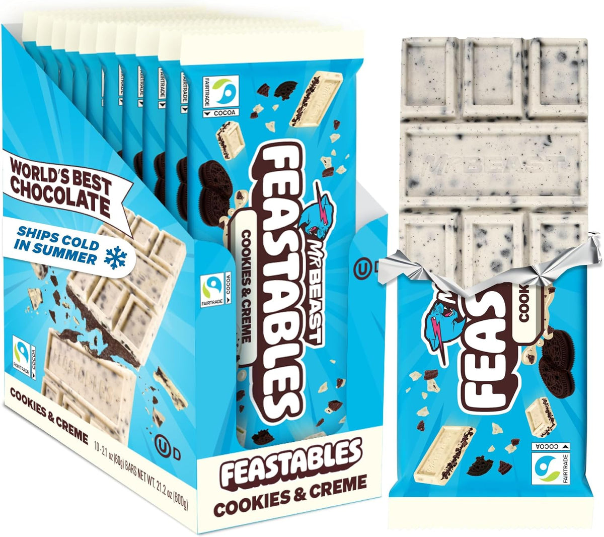 Feastables MrBeast Barra de Chocolate Cookies & Creme King Size
