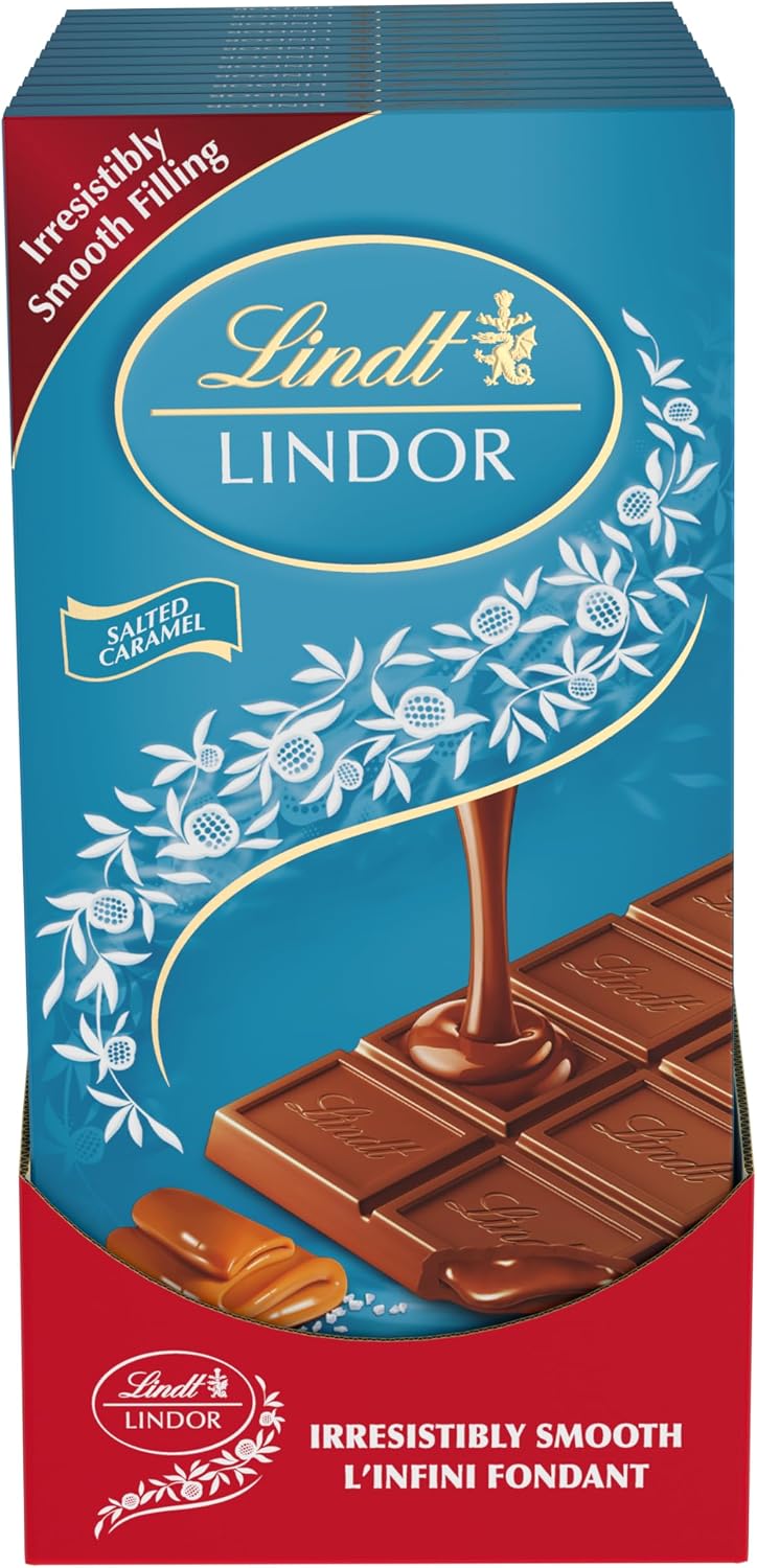 Lindt LINDOR Barra de Chocolate con Leche y Caramelo, 12 pzas