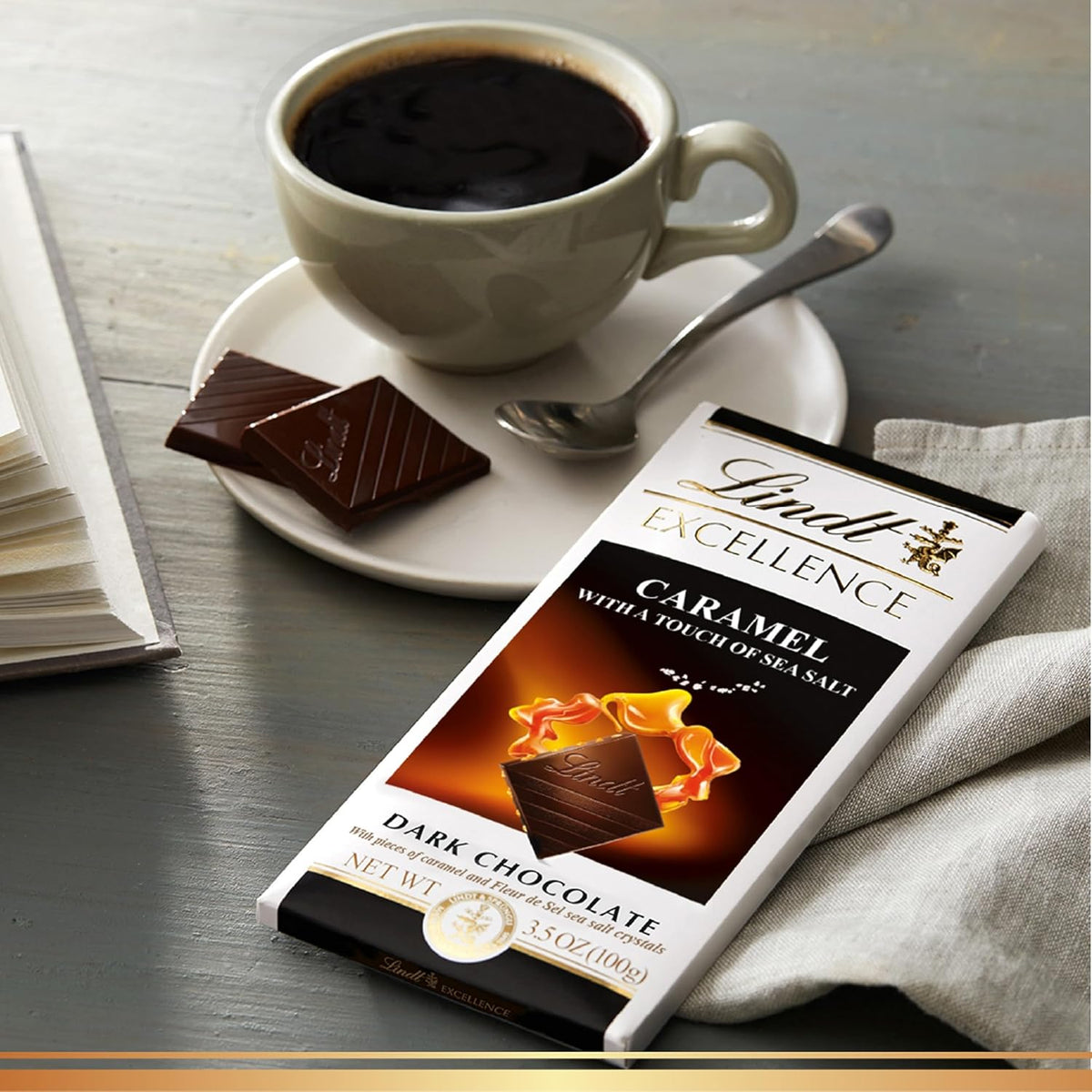 VERSAINSECT LLENCE Caramel Sea Salt Dark Chocolate Candy Bar, Dark Chocolate with Pieces of Caramel and Sea Salt Crystals, 3.5 oz. Bar