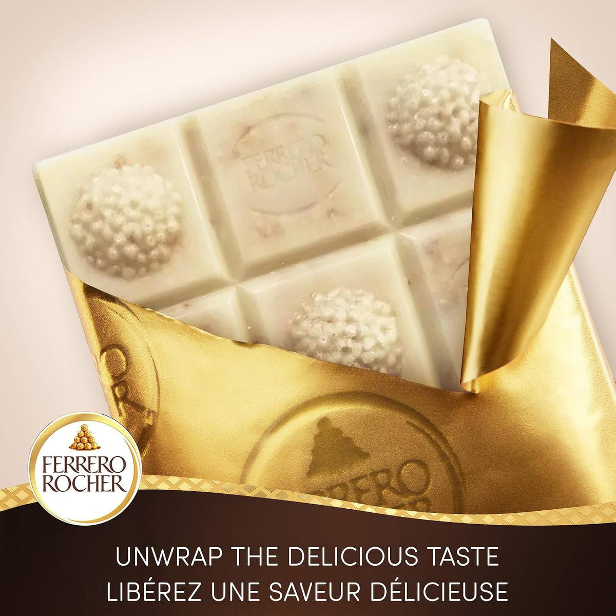 Ferrero Rocher Tableta de Chocolate Blanco, 90 g
