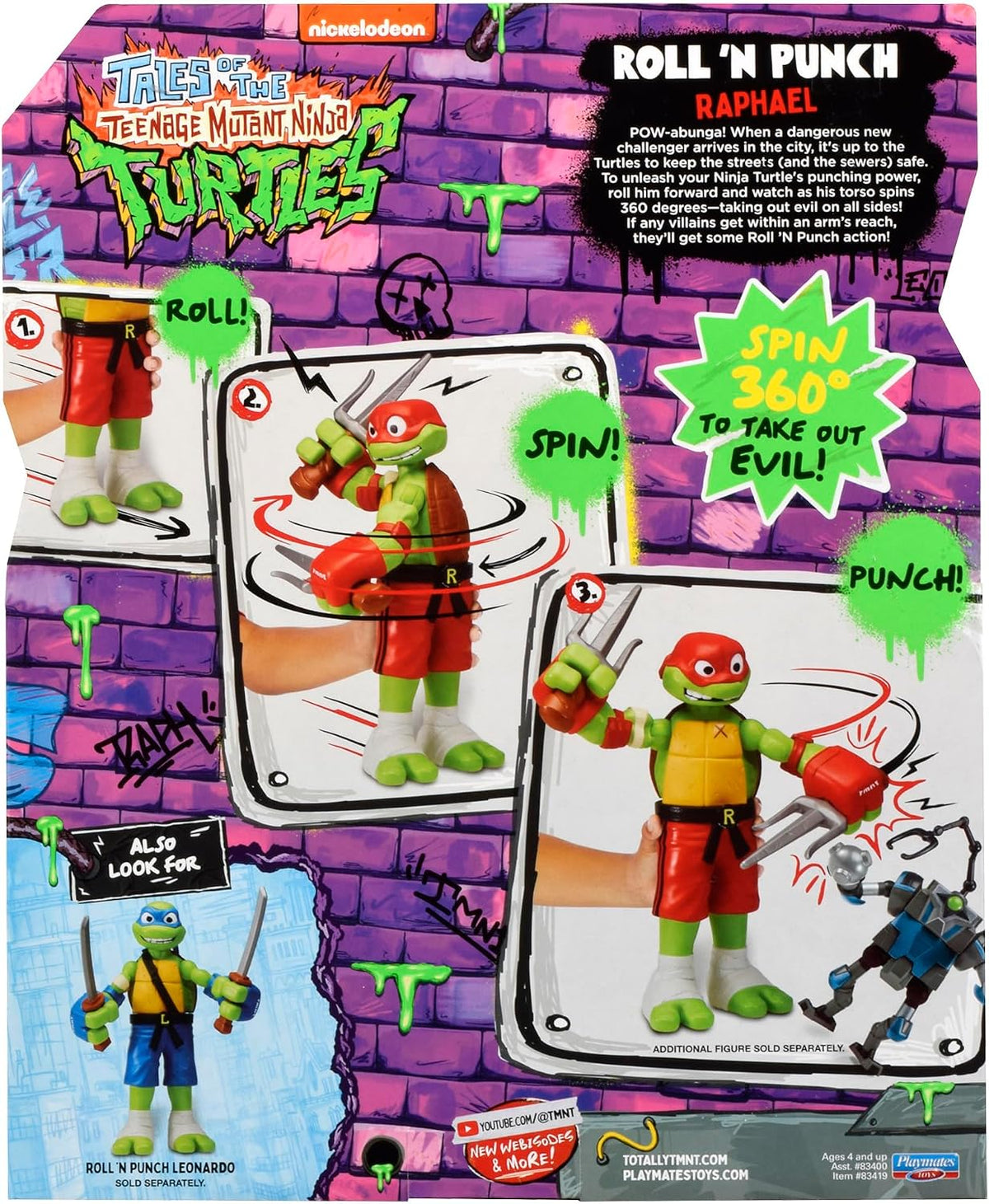 Tales of Teenage Mutant Ninja Turtles: Giant Roll N Punch Raphael Figura de Playmates Toys