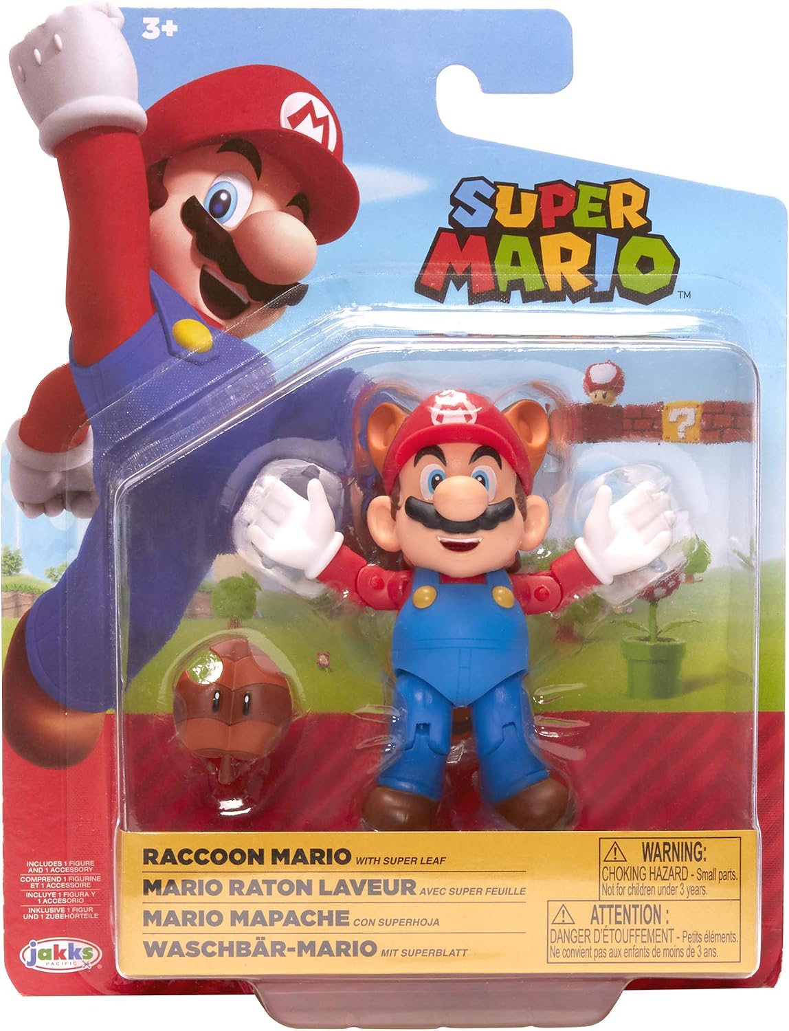 SUPER MARIO Figura de acción articulada de Mapache Mario de 4 Pulgadas