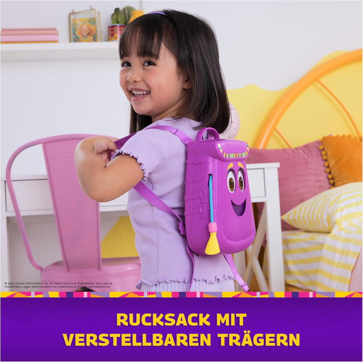 Dora, Mi Mochila de Aventuras, con Accesorios de exploración‚ un Mapa desplegable y una brújula y Unos prismáticos de Juguete, Juguetes para niñas y niños a Partir de 3 años