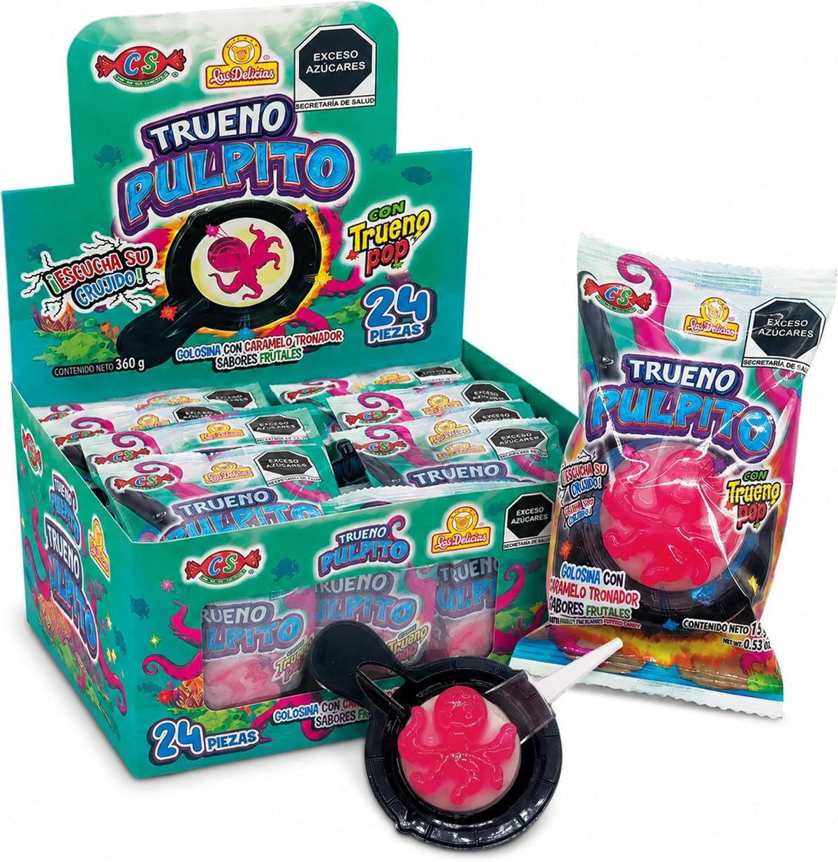 Las Delicias Trueno Pulpito Caramelos Tronadores Multicolor 84 Piezas