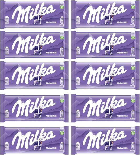 World's Best Milka Chocolate - Leche alpina, 10 barras