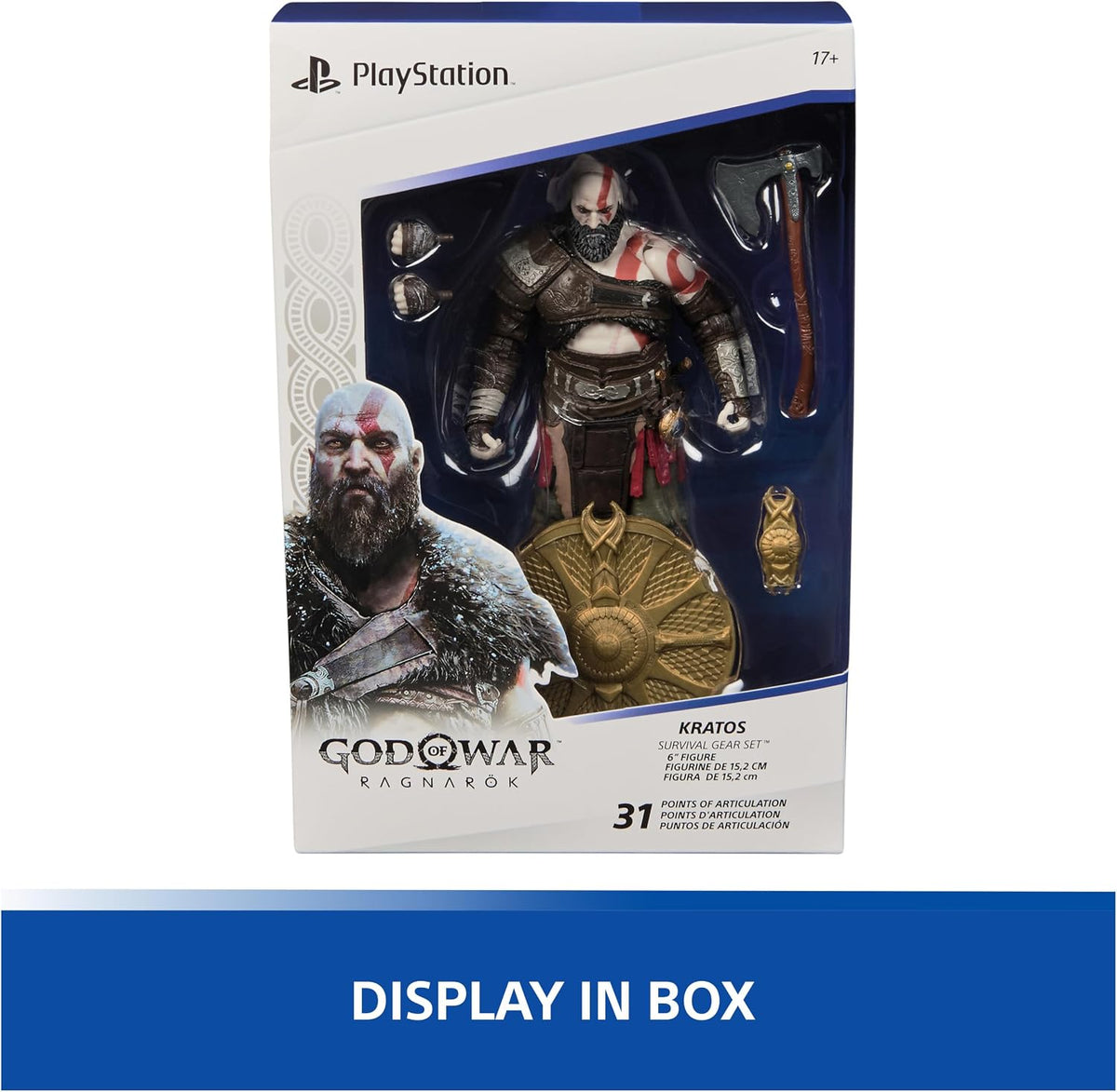 PlayStation God of War Ragnarök, Figura de Acción de Kratos de 15 Cm con 5 Accesorios, The Shapes Collection, Para Fans y Coleccionistas de la PS5 a Partir de 17 Años