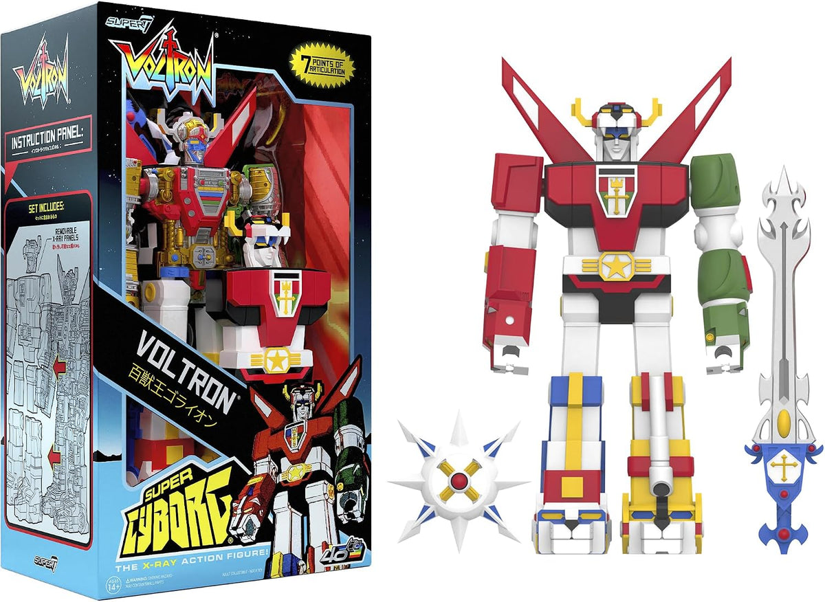 Super7 Super Cyborg Voltron - Figura de acción Voltron de 11 Pulgadas con Accesorios clásicos de Dibujos Animados coleccionables y Juguetes Retro