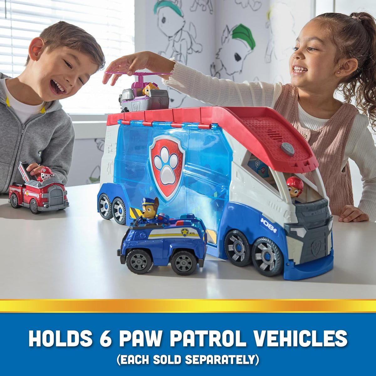 Paw Patrol, Paw Patroller transformable con lanzadores de vehículos, Luces y Sonidos, Figura de acción de Ryder y Coche Todoterreno de Juguete, Juguetes para niños y niñas a Partir de 3 años