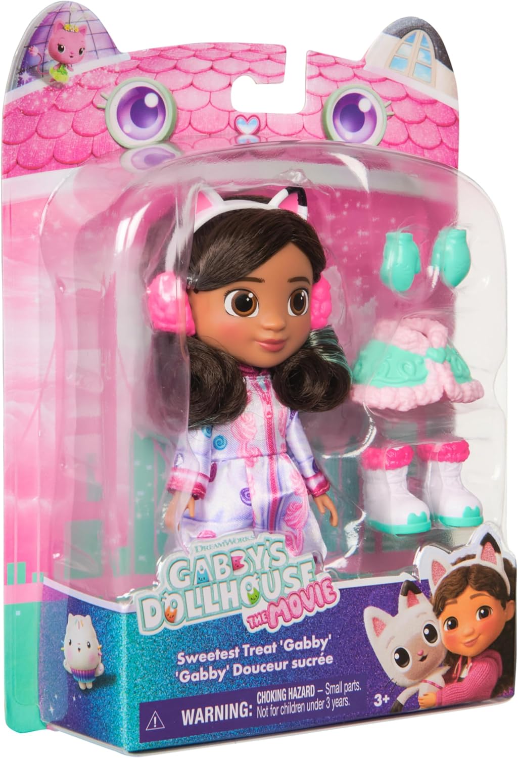 La Casa de Dolls Gabby – Dulce muñeca Gabby de la película 15 cm con accesorios para nieve y melena peinable - Juguete para niñas 3 años + - Regalo para niñas 3 años +