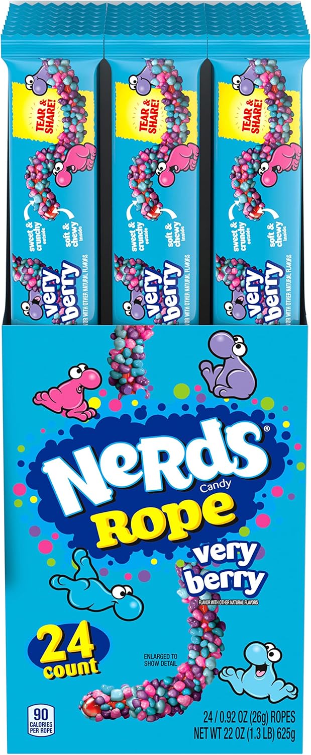 Nerds Muy Berry Caramelo de cuerda, 0.92 oz paquete (Paquete de 24)