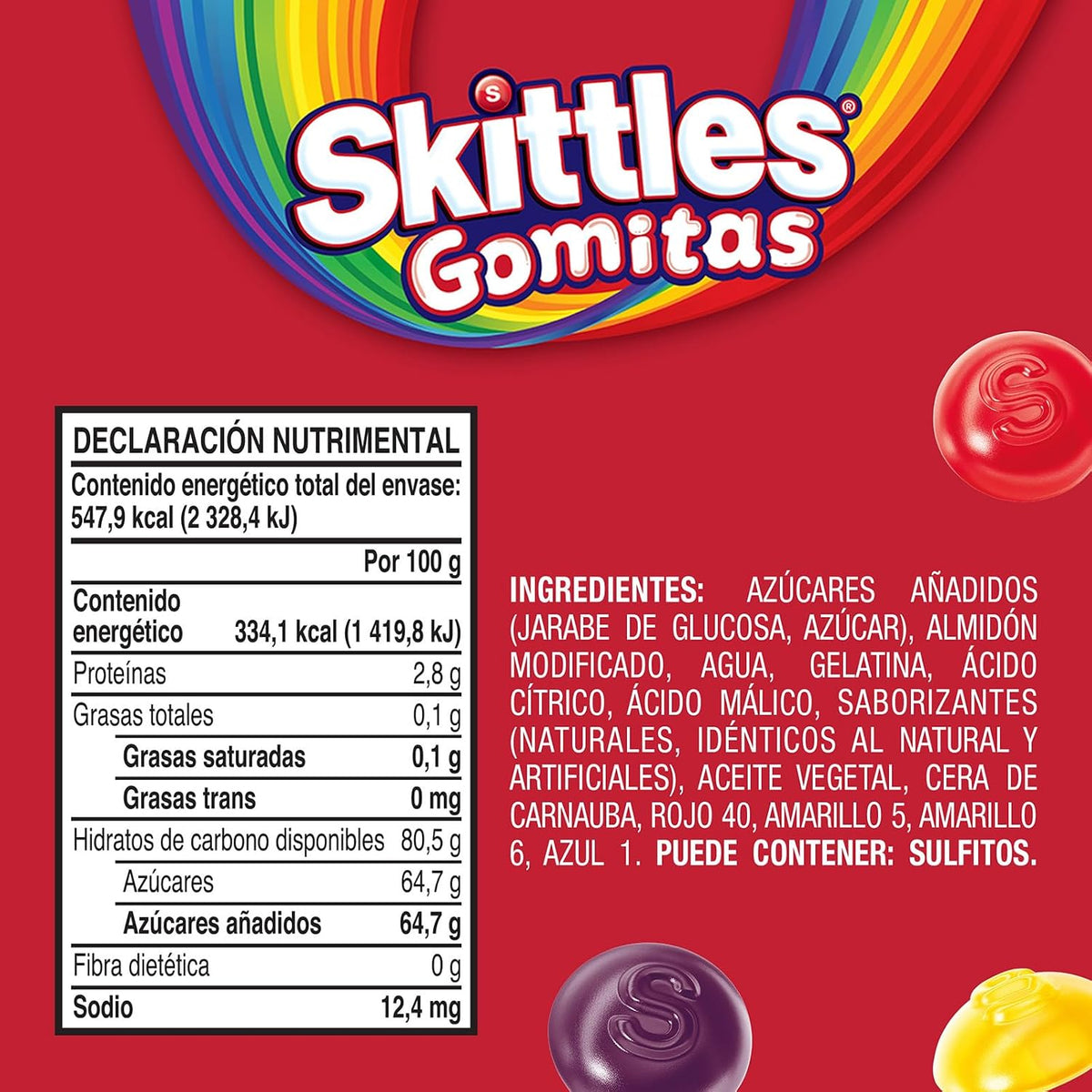 Skittles Gomitas Sabor Original, 164g, 1