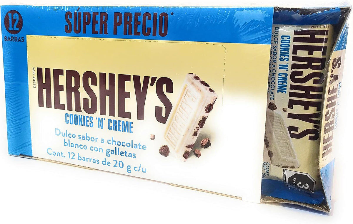 HERSHEY'S | Chocolate Blanco Cookies n Creme Barras 12 Piezas 20g c/u Dulces para Compartir Snack