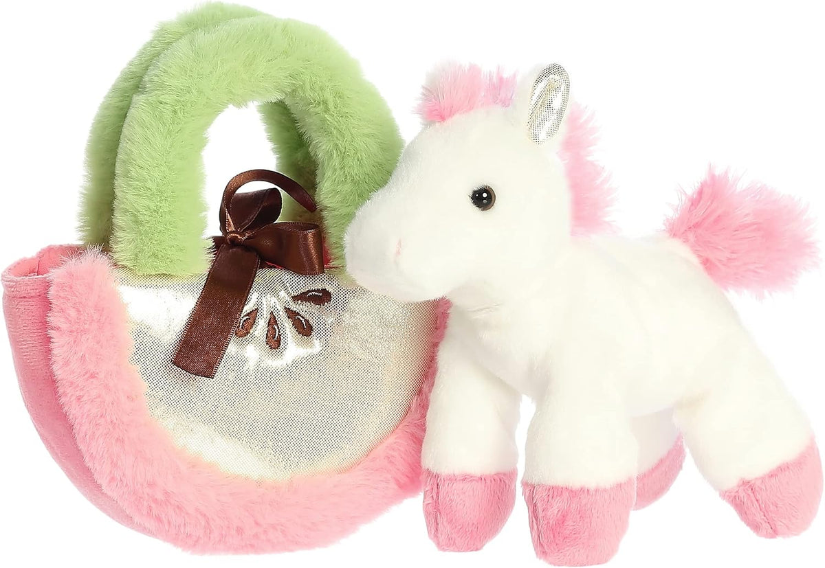 Aurora® Fashion Fancy Pals™ Apple Pony™ Peluche - Compañeros sobre la Marcha - Accesorios Elegantes - Blanco 8 Pulgadas