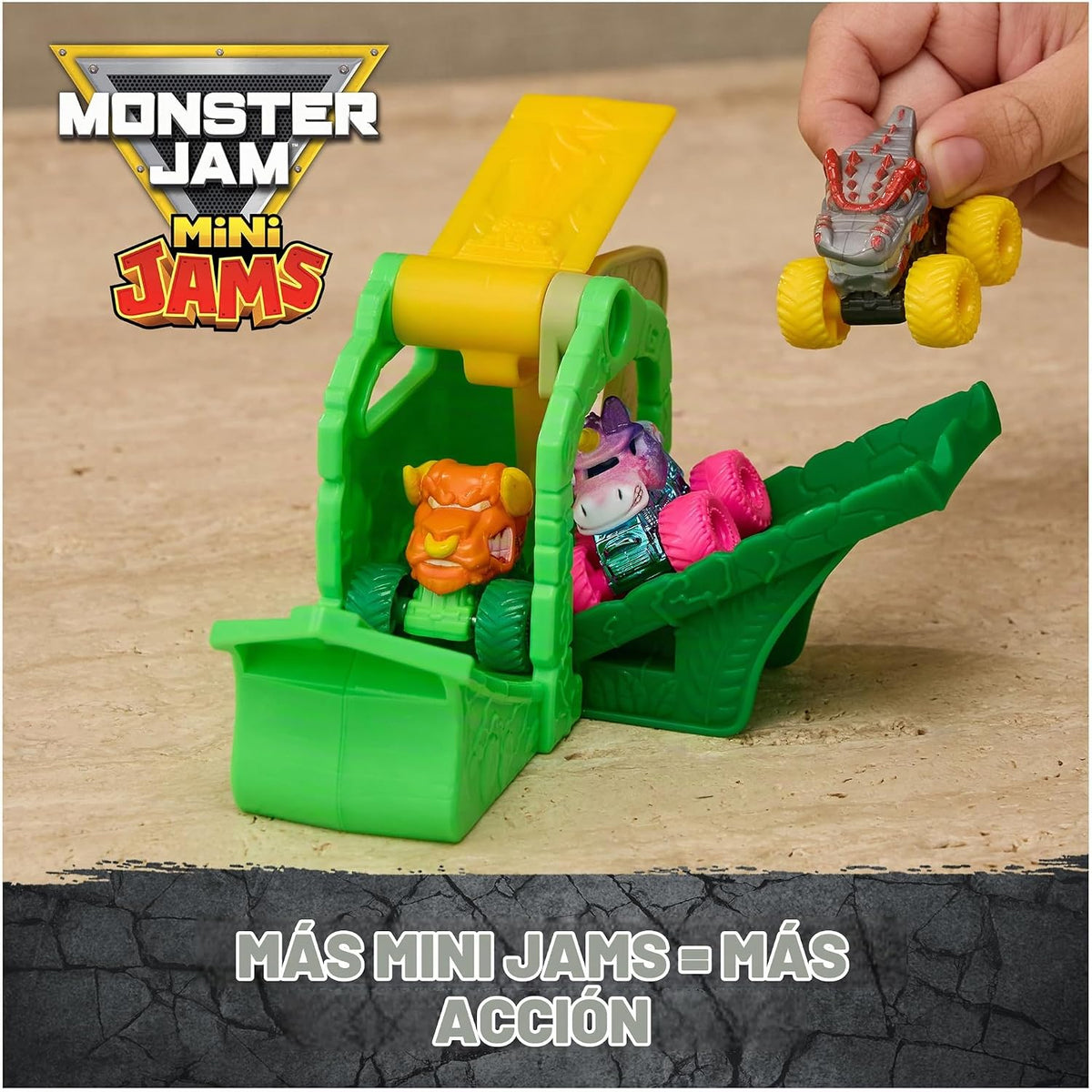 Monster Jam Mini Jams Skull Escape Crash & Crumble Playset con 2 camionetas Monster Truck Die-Cast exclusivas El Toro Loco y Dragon, Juguetes para niños y niñas de 3 años en adelante