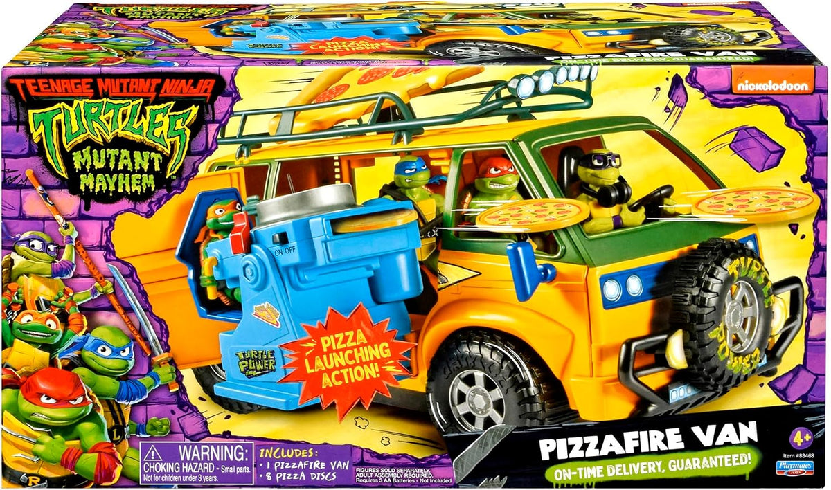 Tortugas Ninja TMNT - Van de Pizza con Lanzador - Vehículo de Acción Mutant Mayhem - Incluye Discos de Pizza - Ideal para Juego y Regalo