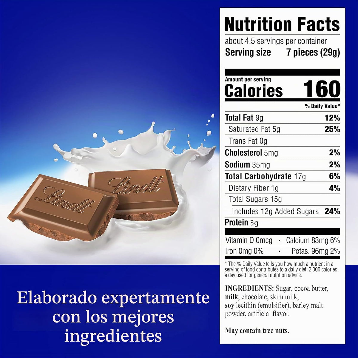 Lindt RECETA CLÁSICA Barra de caramelo de chocolate con leche, chocolate con leche, 4.4 oz.