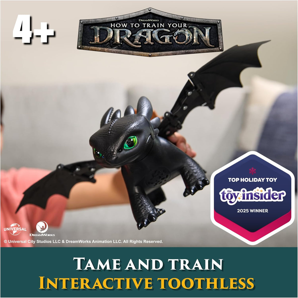 DreamWorks Dragones, Cómo Entrenar a Tu Dragón, Chimuelo Interactivo para Domar y Entrenar, Juguete de Dragón con 60 Sonidos y Reacciones, Juguetes para Niños y Niñas de 4 años en adelante.