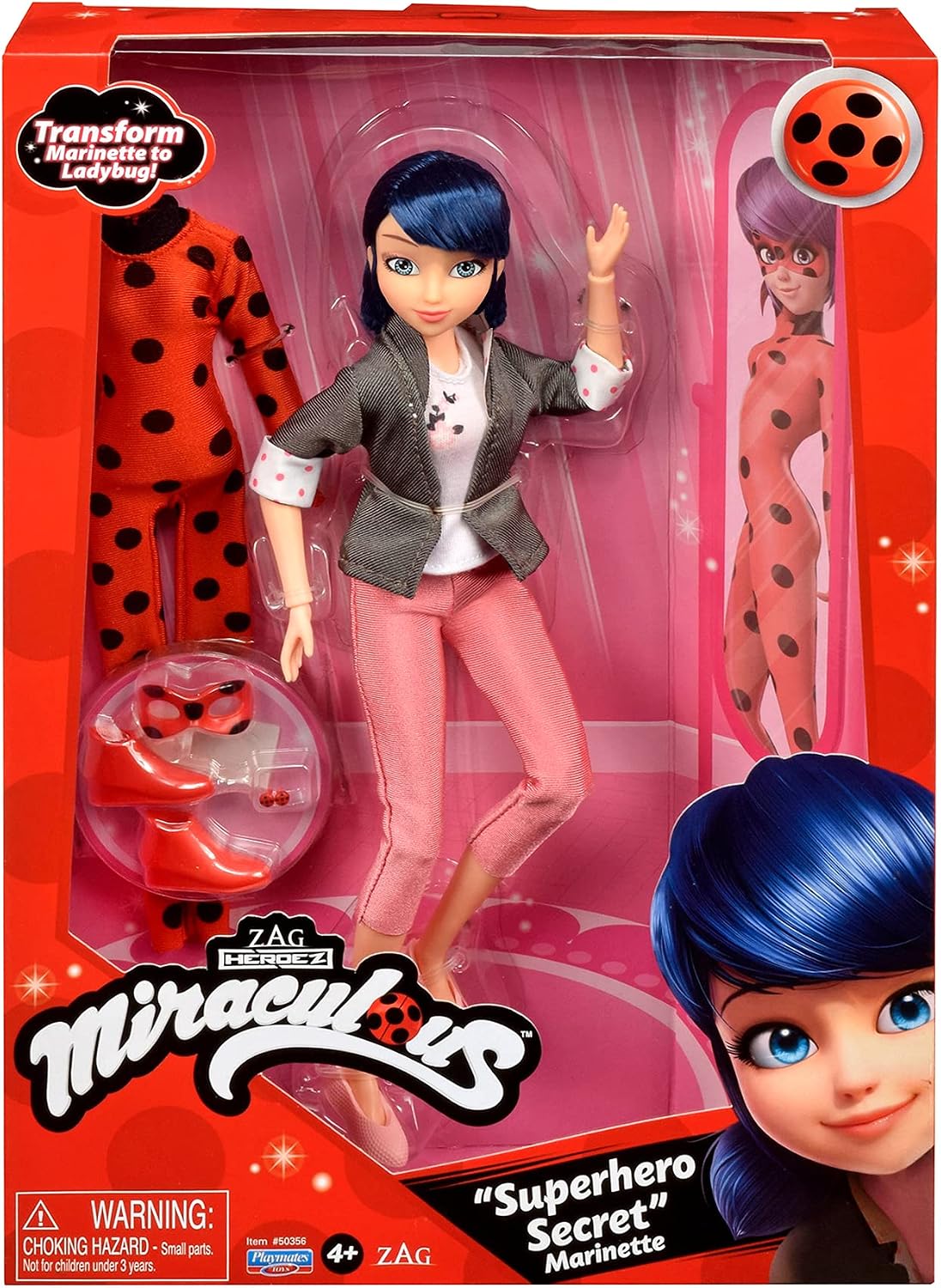 BANDAI - Miraculous Ladybug - Muñeca de 26 cm con dos trajes - Ladybug - P50355
