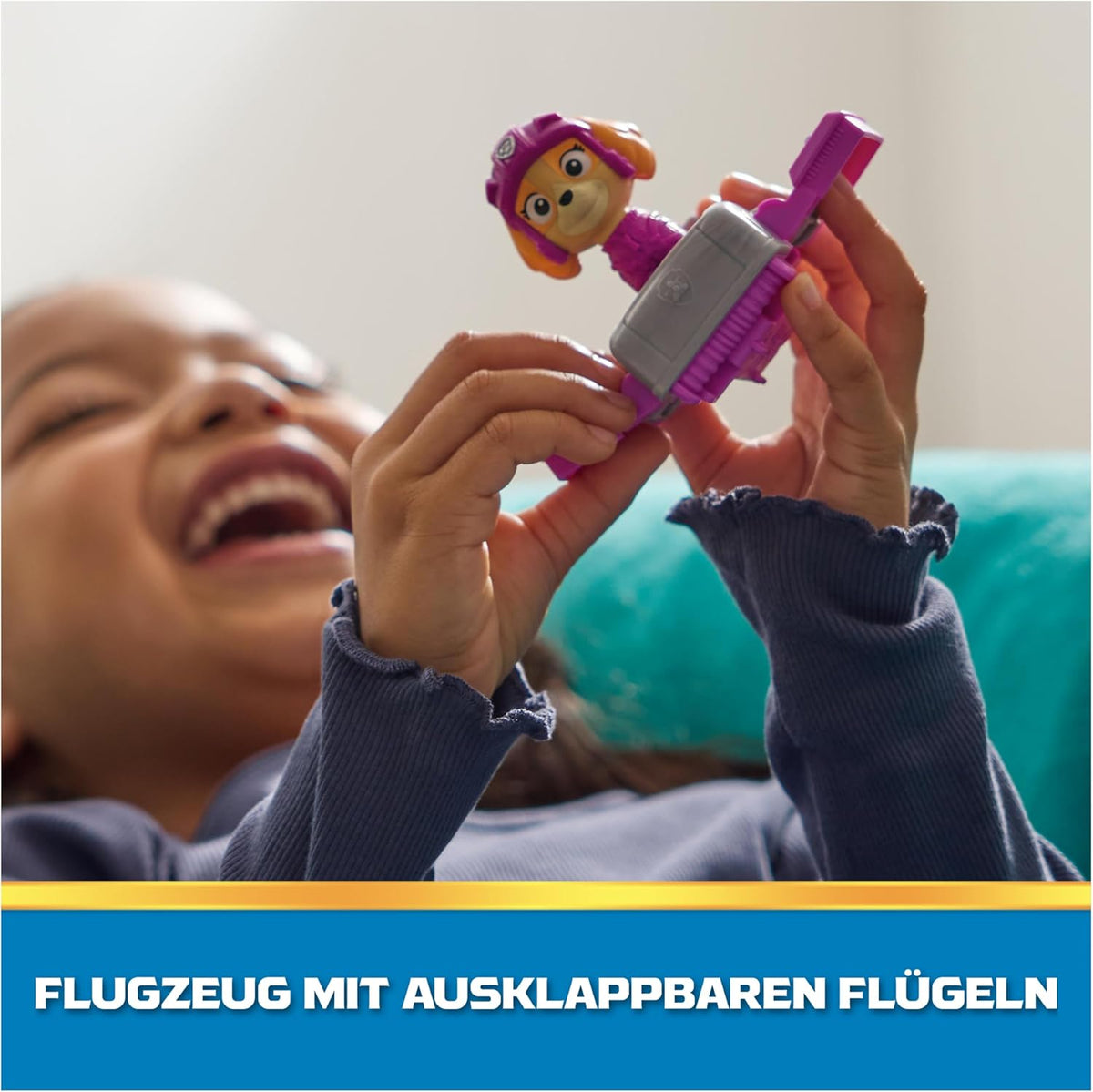 Paw Patrol: Action Pups, Figura de acción de Skye y avión aerodeslizador con alas Plegables, Juguetes para niños y niñas a Partir de 3 años