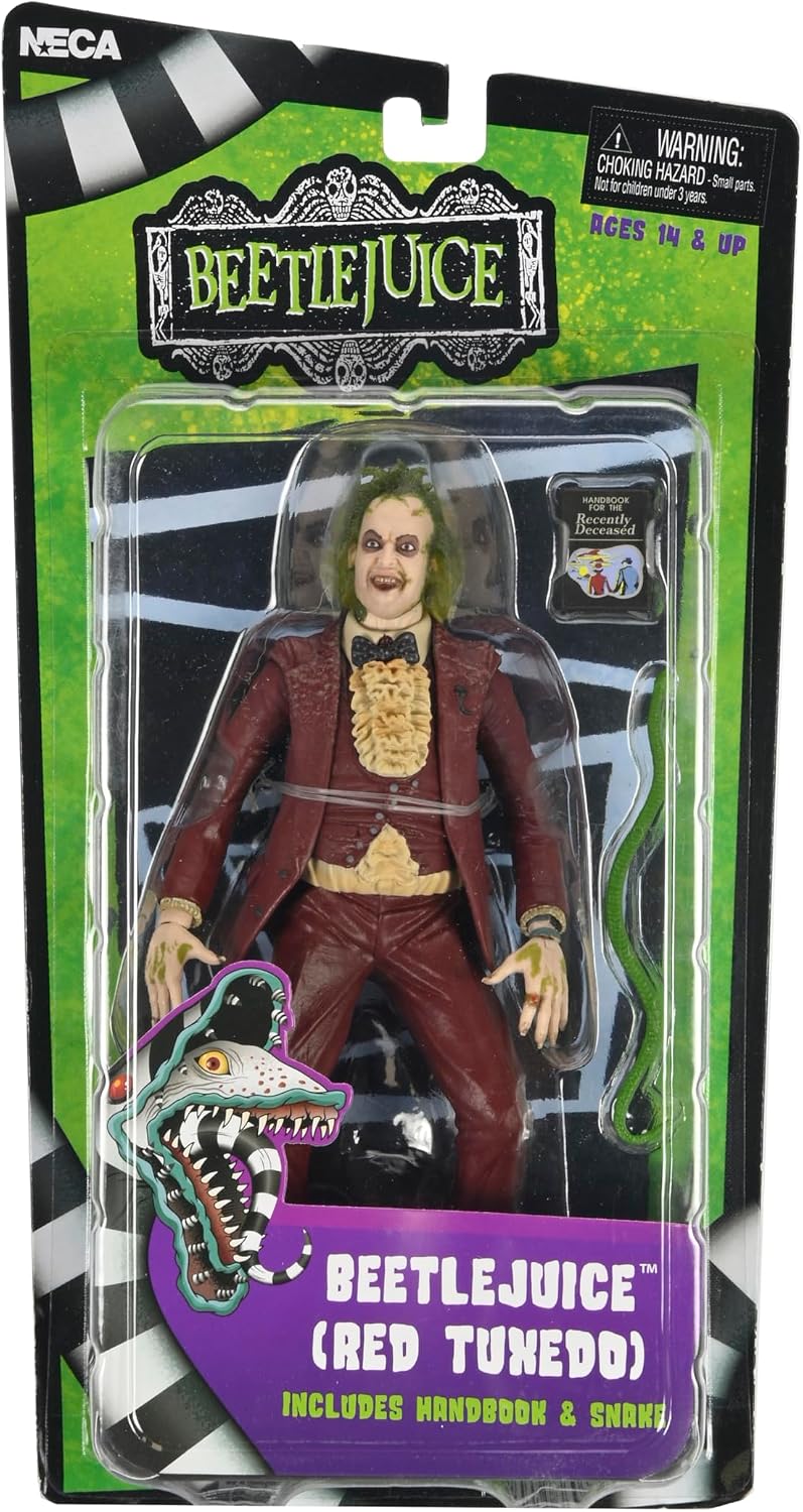 NECA - Beetlejuice (1988) - Figura de acción a Escala de 7 Pulgadas - Esmoquin Rojo Beetlejuice en Embalaje blíster