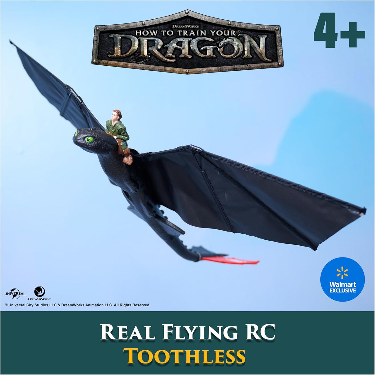 DreamWorks Dragons, como Entrenar a tu Dragon, Chimuelo Volador por Control Remoto con alas Que aletean y Cola Ajustable, Juguetes de Dragones para niños a Partir de 4 años