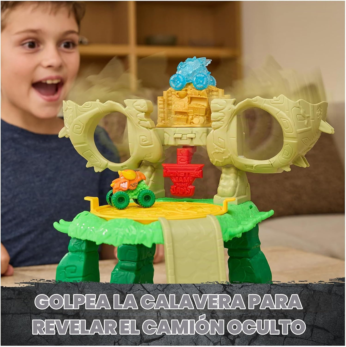Monster Jam Mini Jams Skull Escape Crash & Crumble Playset con 2 camionetas Monster Truck Die-Cast exclusivas El Toro Loco y Dragon, Juguetes para niños y niñas de 3 años en adelante