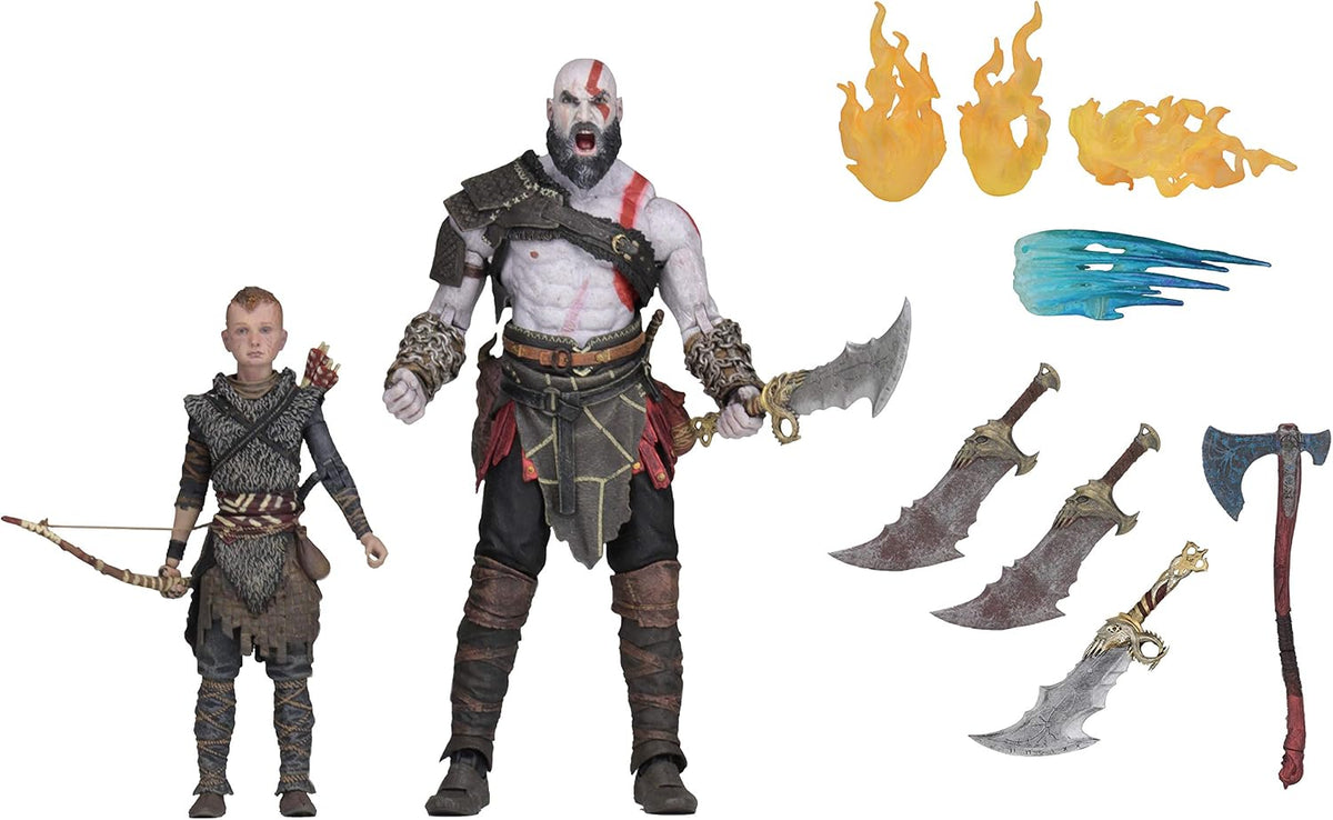 Neca God of War Action Figure Ultimate Kratos and Atreus, 7", 2 Pack Special Edition