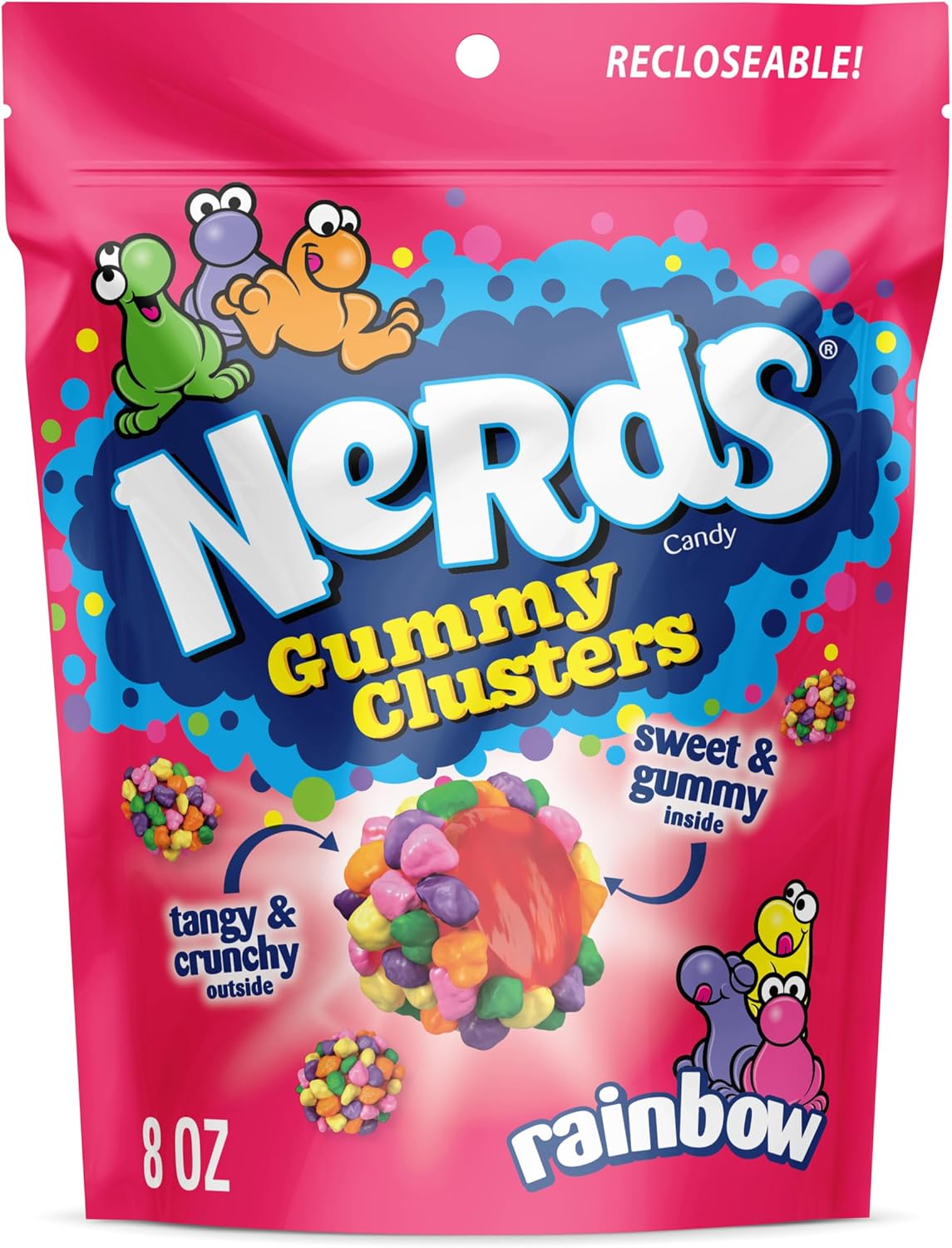 Nerds Gummy Clusters - Dulces 8oz - Gomitas de Frutas con Incrustaciones de Nerds Dulce para Niños, Niñas y Adultos, Ideal Como Snack o Lunch (Paquete de 1)