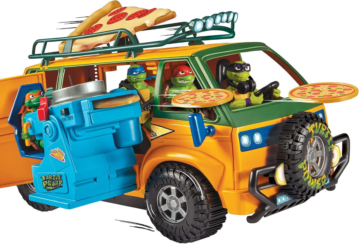 Tortugas Ninja TMNT - Van de Pizza con Lanzador - Vehículo de Acción Mutant Mayhem - Incluye Discos de Pizza - Ideal para Juego y Regalo