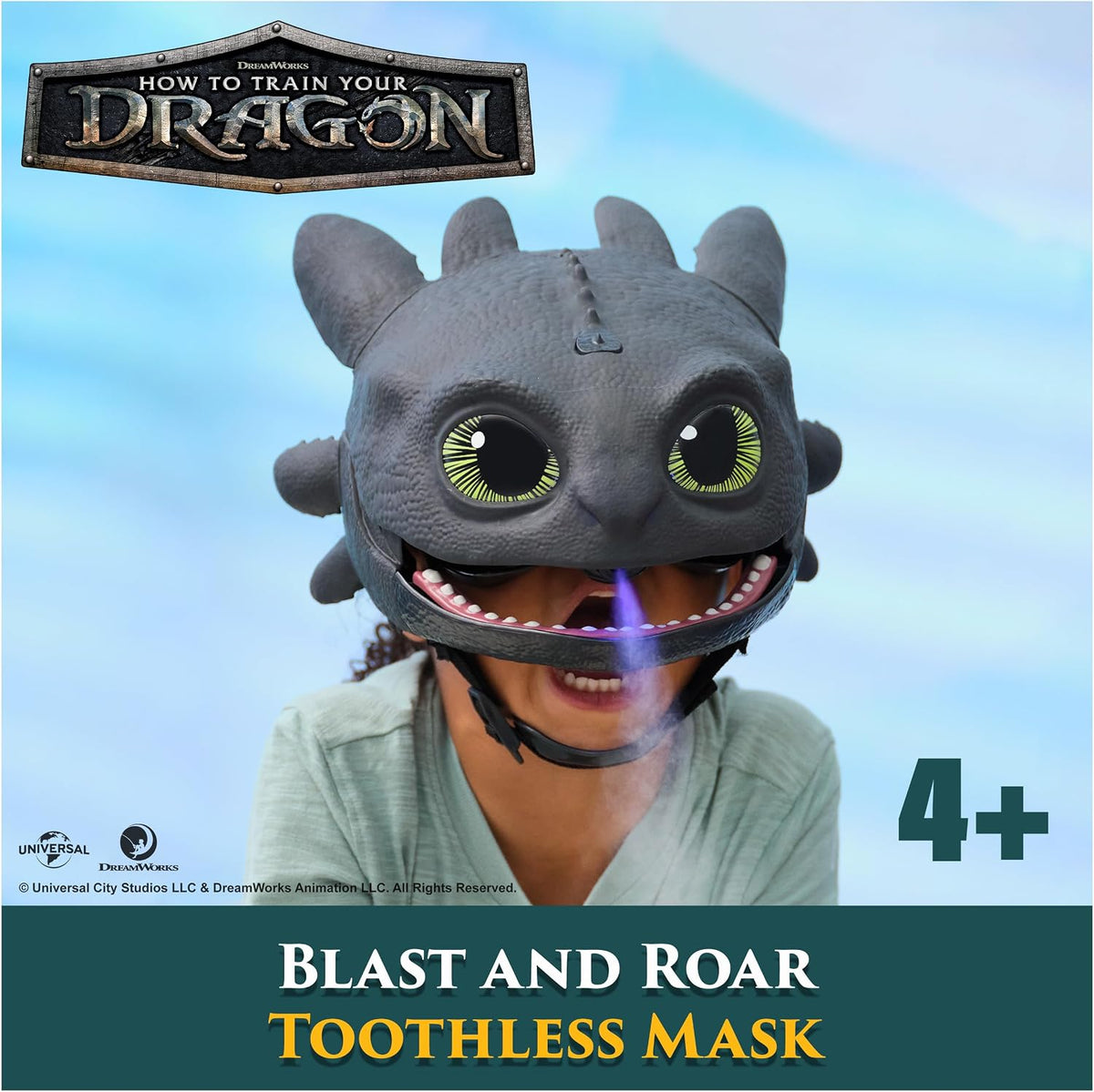 Dreamworks, Dragons, How To Train Your Dragon, Máscaraelectrónica lanza y ruge de Toothless, disfraces infantiles y para juegos de imitación para niños y niñas a partir de 4 años