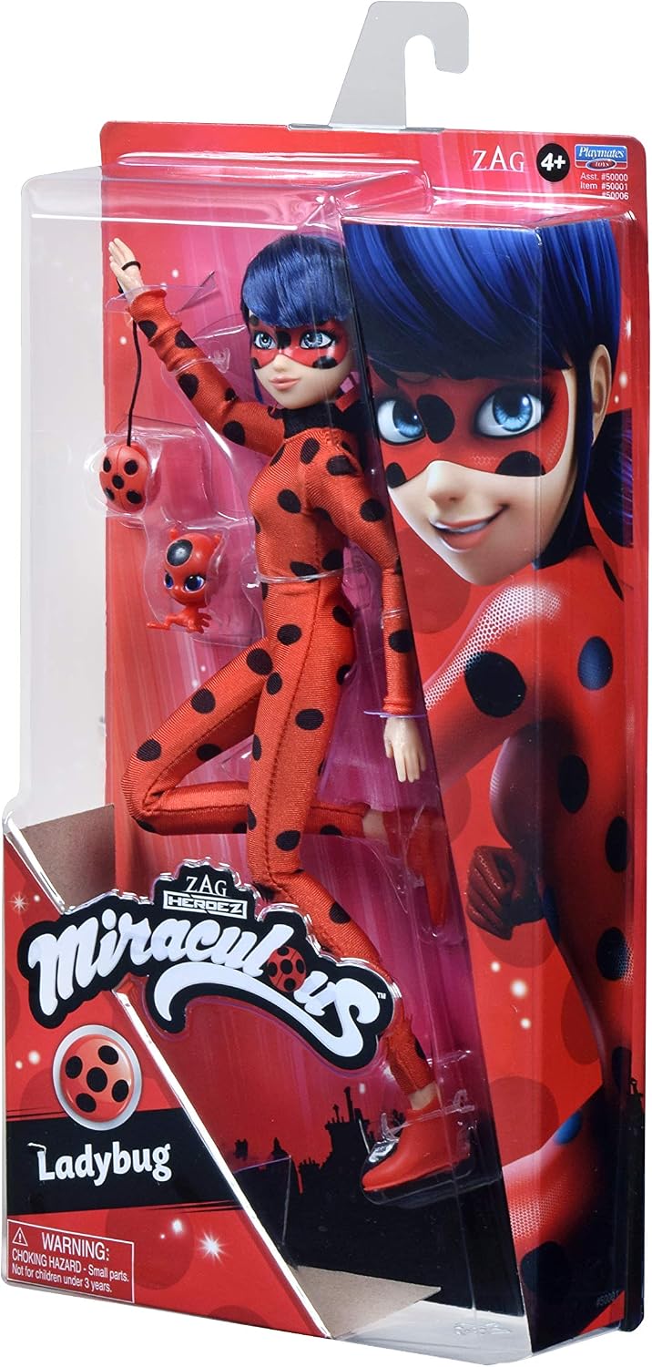 Miraculous Ladybug and Cat Noir Toys Muñeca de moda de catarina | Muñeca articulada de catarina de 26 cm con accesorios y milagrosa Kwami | Figura de catarina de superhéroe marinette | Gama de muñecas
