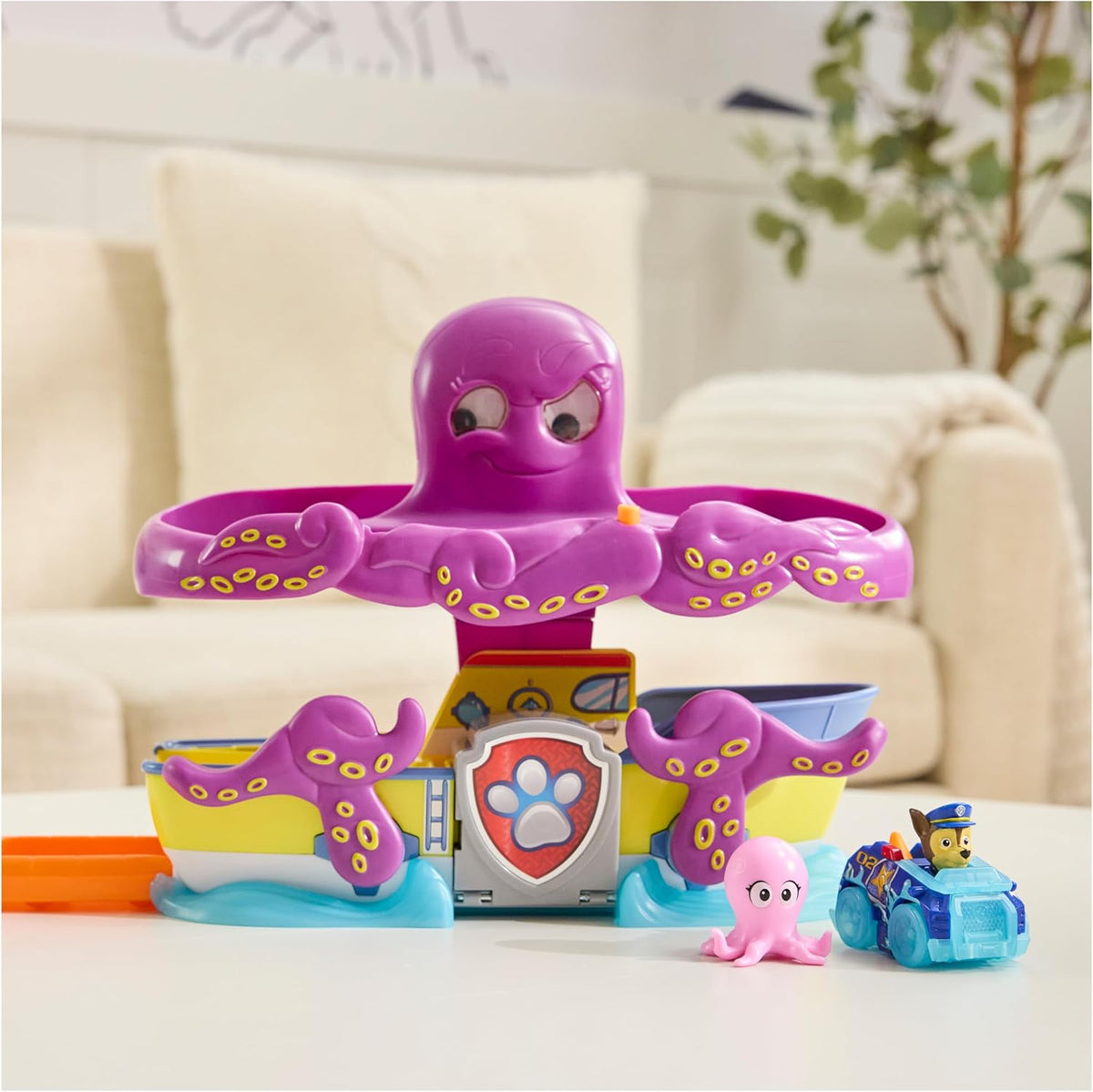 Paw Patrol La Patrulla Canina, Pup Squad Octopus Rescue, Set de Juego con Coche de Chase de 6,3 cm y Figura de Pulpo bebé, Juguetes de imitación para niños y niñas a Partir de 3 años